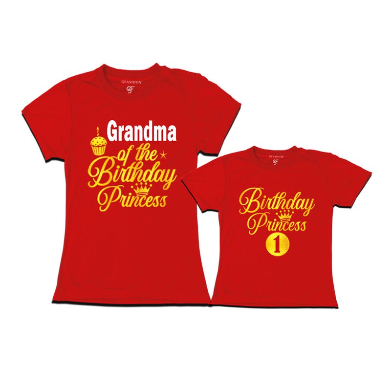 First Birthday T-shirt for Princess with Grandma in Red Color avilable @ gfashion.jpg