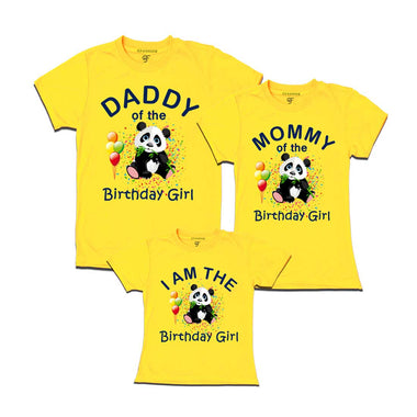 Panda Theme Birthday Girl T-shirts With Dad and Mom