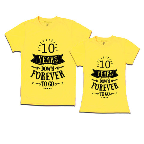 10-years-down-forever-to-go-couple-t-shirts-for-anniversary-gfashion-india-Yellow