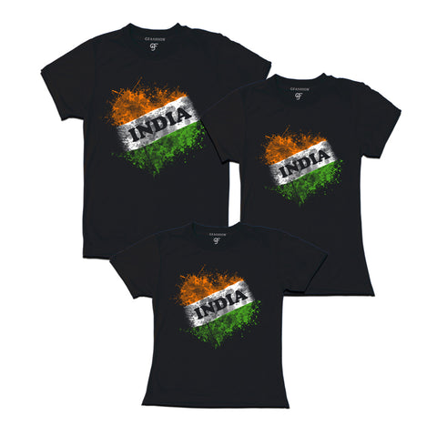 India Tiranga Dad, Mom and Daughter T-shirts in Black color available @ gfashion.jpg