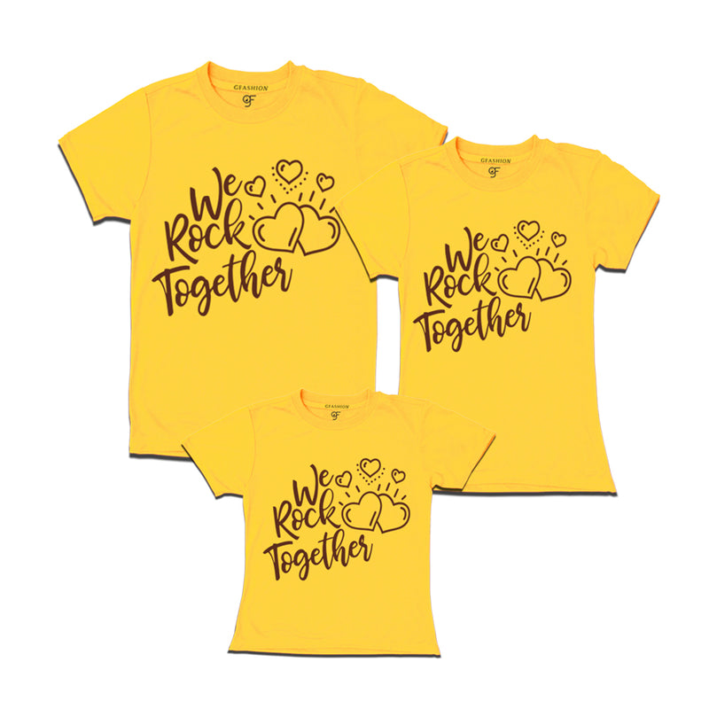 we rock together for a matching family t-shirt set of 3 for dad mom and girl