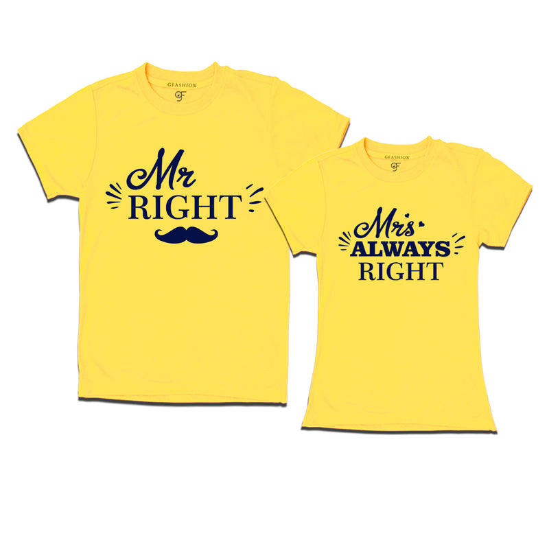 Mr and Mrs right matching couples t-shirt