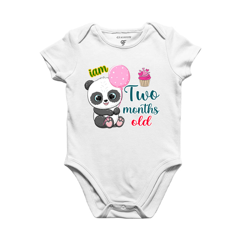 i am two months old -baby rompers/bodysuit/onesie with panda