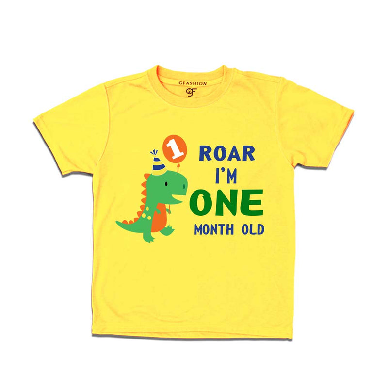 Roar I am One Month Old Baby T-shirt in Yellow Color avilable @ gfashion.jpg