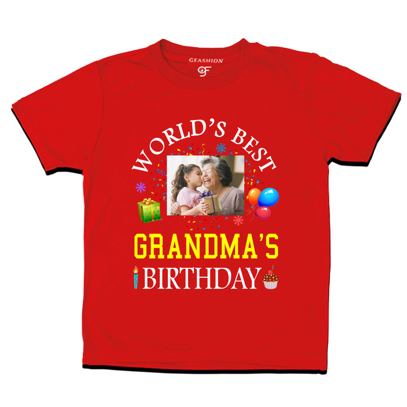 World's Best Grandma's Birthday Photo T-shirt in Red Color available @ gfashion.jpg