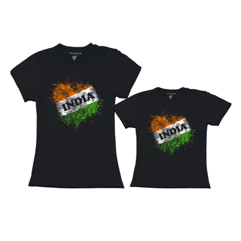 India Tiranga T-shirts for Mom and Daughter in Black color available @ gfashion.jpg