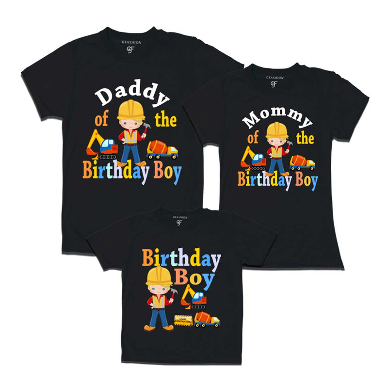 Construction Theme Birthday Boy T-shirts for family