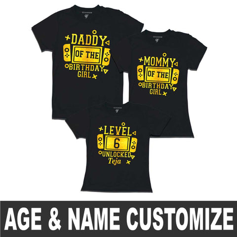 Levelup Birthday Girl T-shirts with family