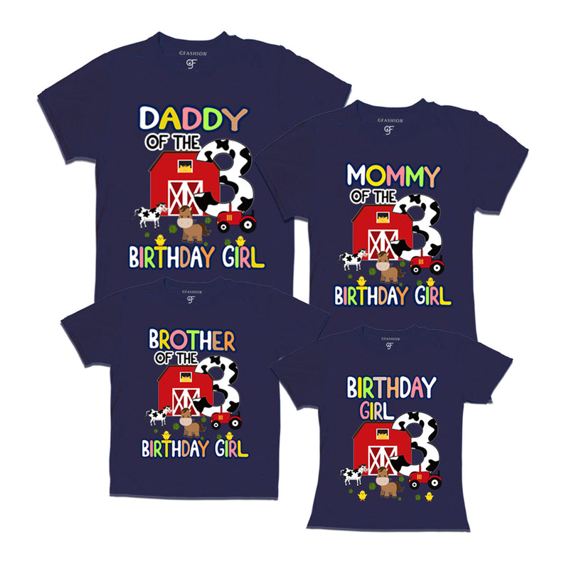 Birthday T-shirts for Girl with Family-Farm House Theme in Navy Color available @ gfashion.jpg