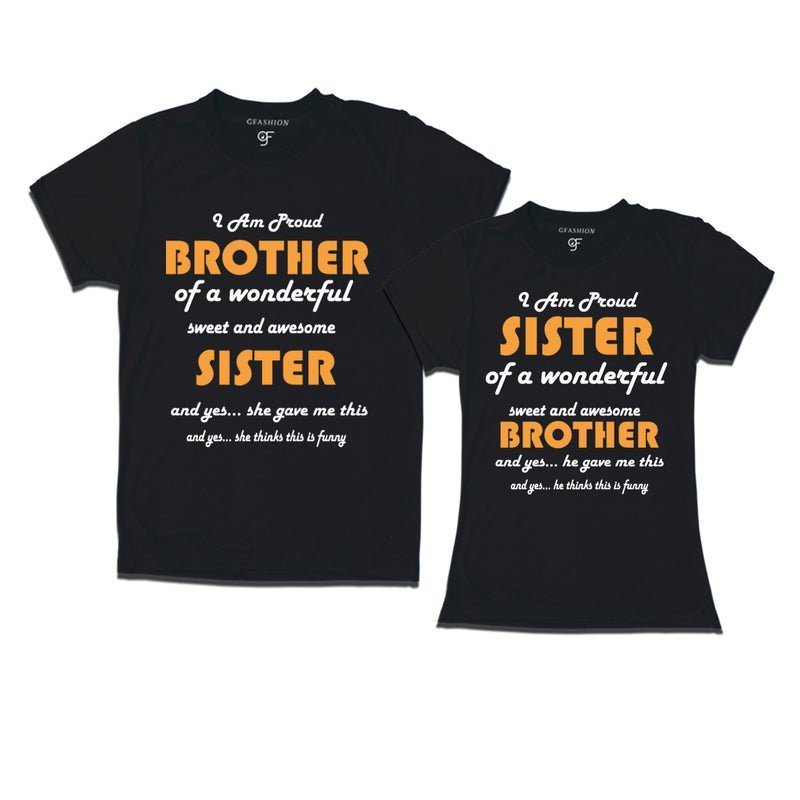 Matching T-shirt for proud brother & proud sister