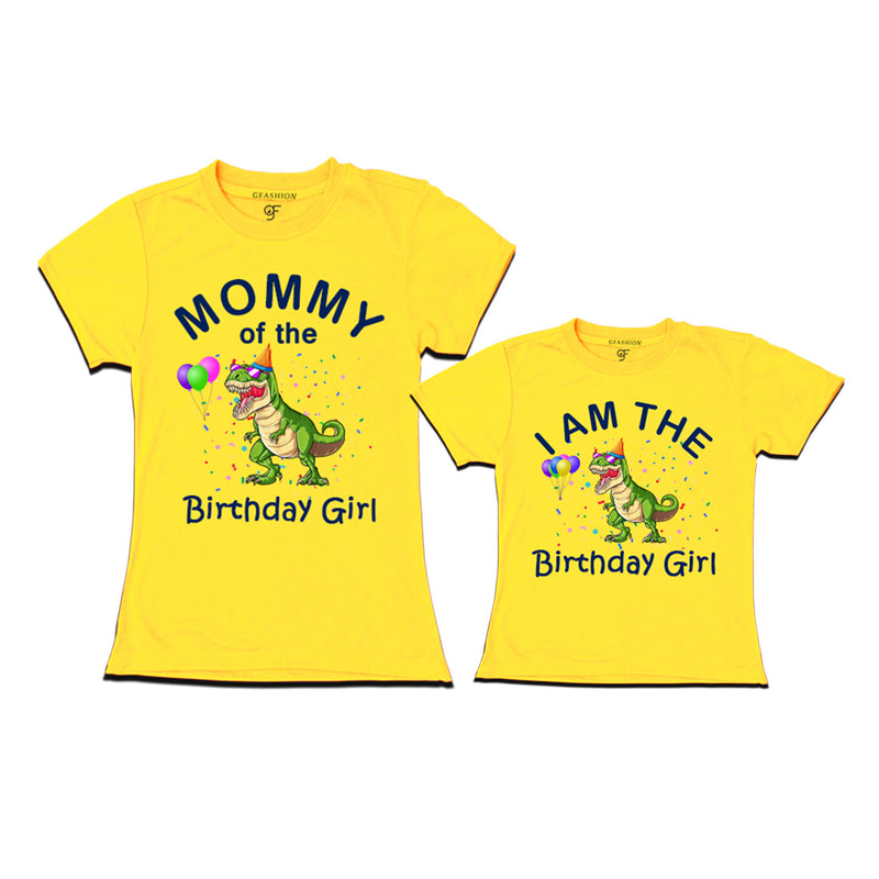 Dinosaur Theme Birthday T-shirts for Mom and Daughter