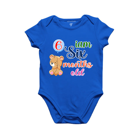 i am six months old -baby rompers/bodysuit/onesie with teddy