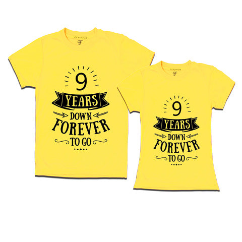 9-years-down-forever-to-go-couple-t-shirts-for-anniversary-gfashion-india-Yellow