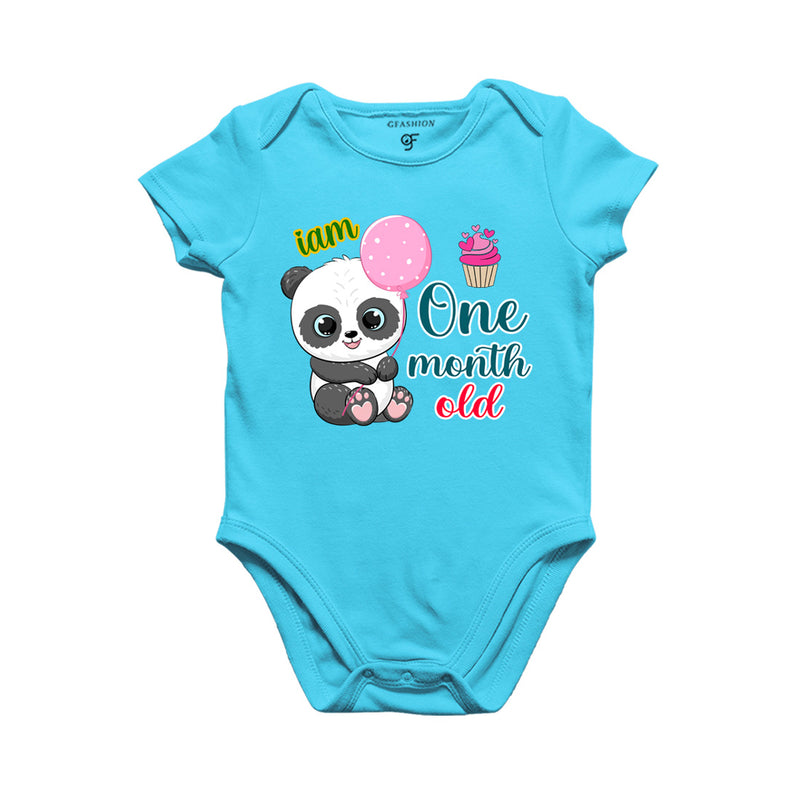 i am one month old -baby rompers/bodysuit/onesie with panda