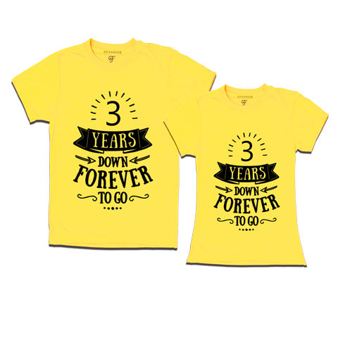 3-years-down-forever-to-go-couple-t-shirts-for-anniversary-gfashion-india-Yellow