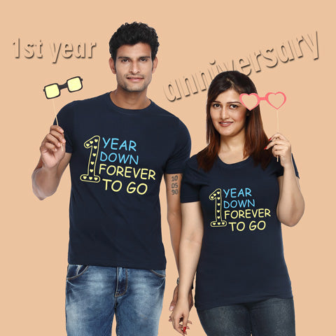 buy 1 year down forever go couple t shirt for anniversary online inida