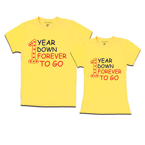1 year down forever to go | 1st year anniversary t shirts-yellow