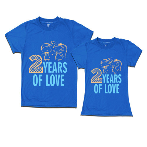 2 years of love - couple anniversary t-shirts-skyblue