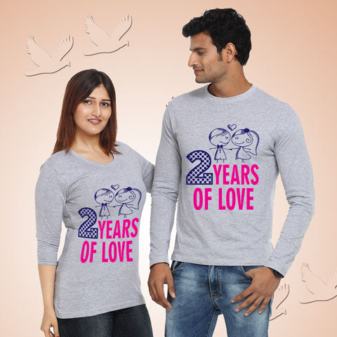 2 years of love - couple anniversary t-shirts