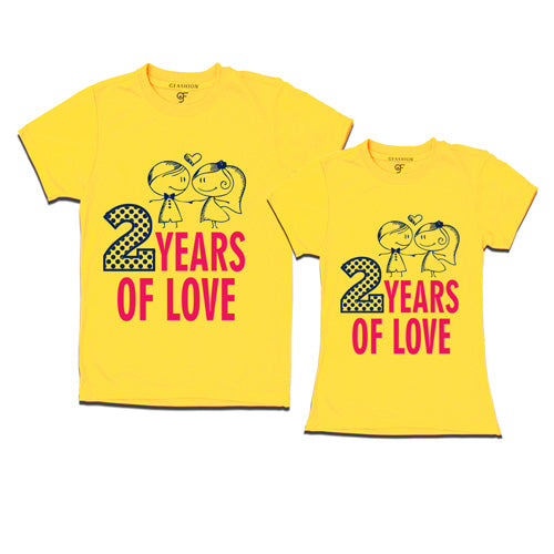 2 years of love - couple anniversary t-shirts-yellow