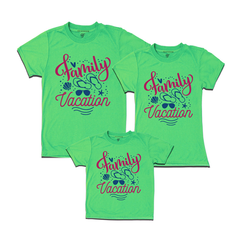 Family Vacation  T-shirts for Dad, Mom and Son in Pista Green Color available @ gfashion.jpg