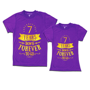 7-years-down-forever-to-go-couple-t-shirts-for-anniversary-gfashion-india-Purple