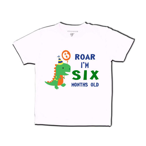 Roar I am Six Month Old Baby T-shirt in White Color avilable @ gfashion.jpg