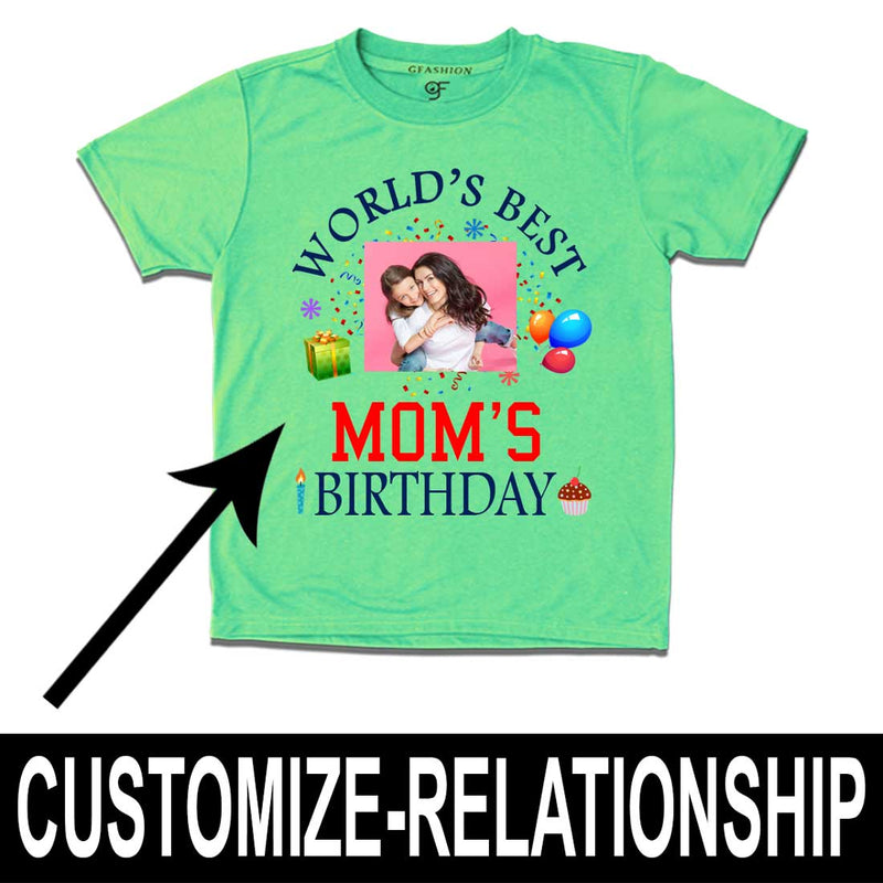 World's Best Mom's Birthday Photo T-shirt in Pista Green Color available @ gfashion.jpg