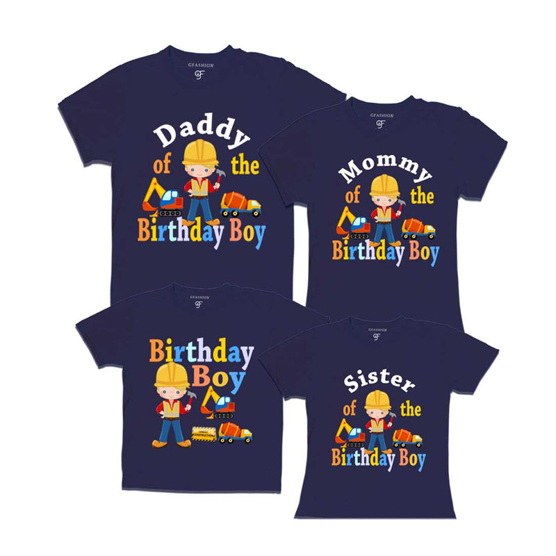 Construction Theme Birthday Boy T-shirts With family