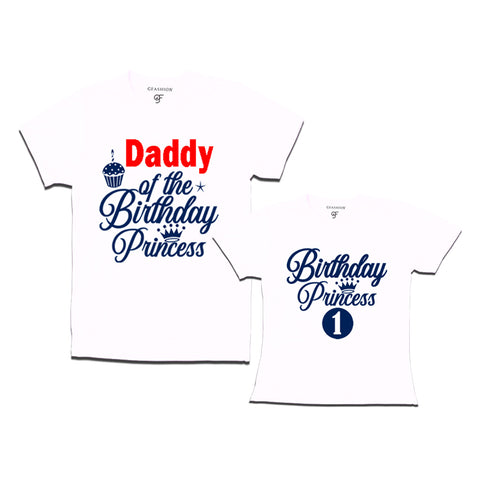 First Birthday T-shirt for Princess with Dad in White Color avilable @ gfashion.jpg