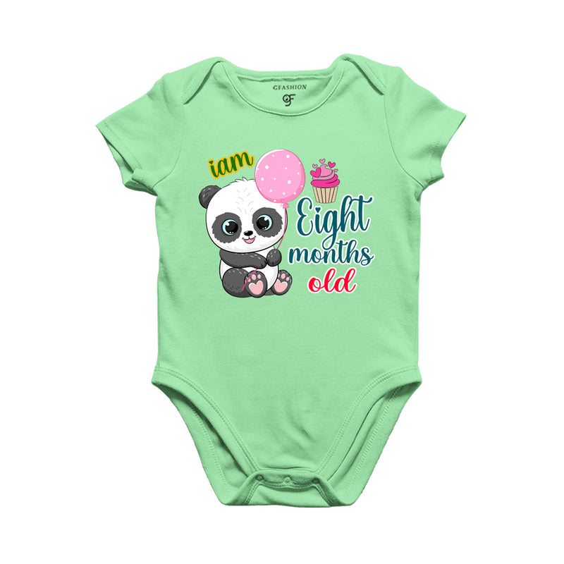 i am eight months old -baby rompers/bodysuit/onesie with panda