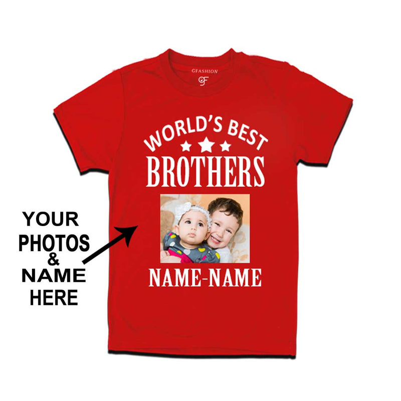 World's Best Brother T-shirt with Photo and Name Customize in Red Color  available @ gfashion.jpg