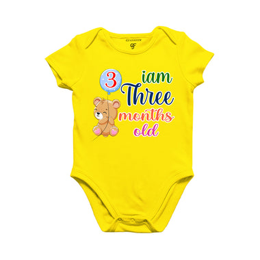 i am three months old -baby rompers/bodysuit/onesie with teddy
