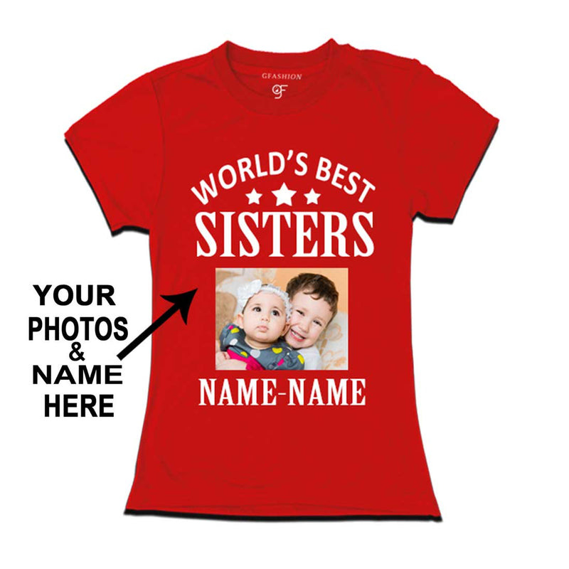 World's Best Sister T-shirt with Photo and Name Customize in Red Color  available @ gfashion.jpg