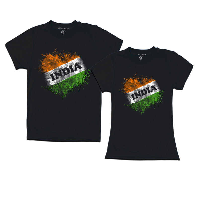 India Tiranga Couple T-shirts in Black color available @ gfashion.jpg