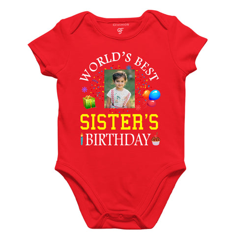 World's Best Sister's Birthday Photo Bodysuit-Rompers in Red Color available @ gfashion.jpg