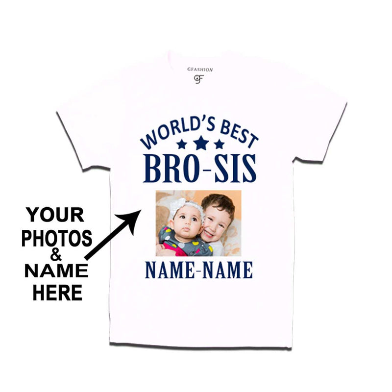 World's Best Bro-Sis T-shirt for Boy Photo and Name Customize in White Color @ gfashion.jpg