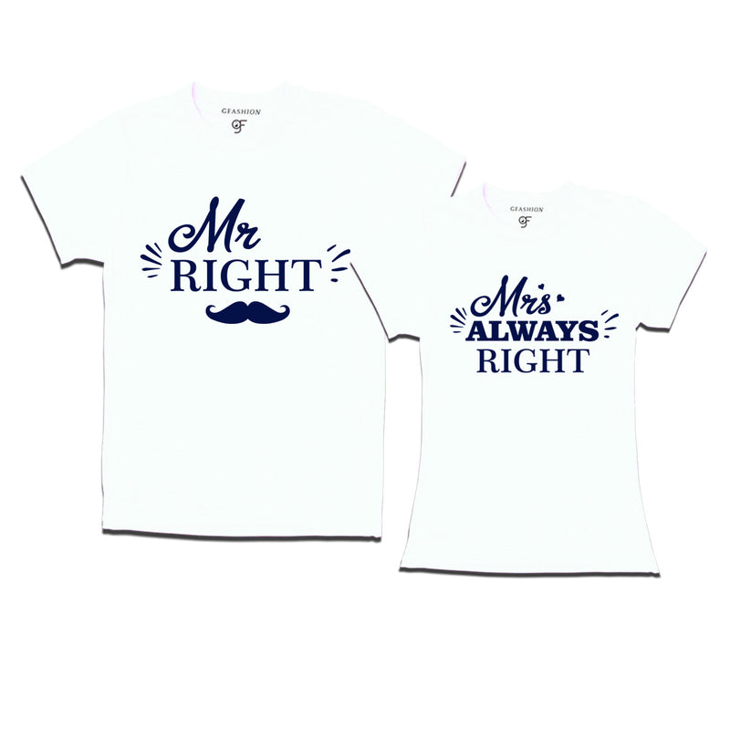 Mr and Mrs right matching couples t-shirt