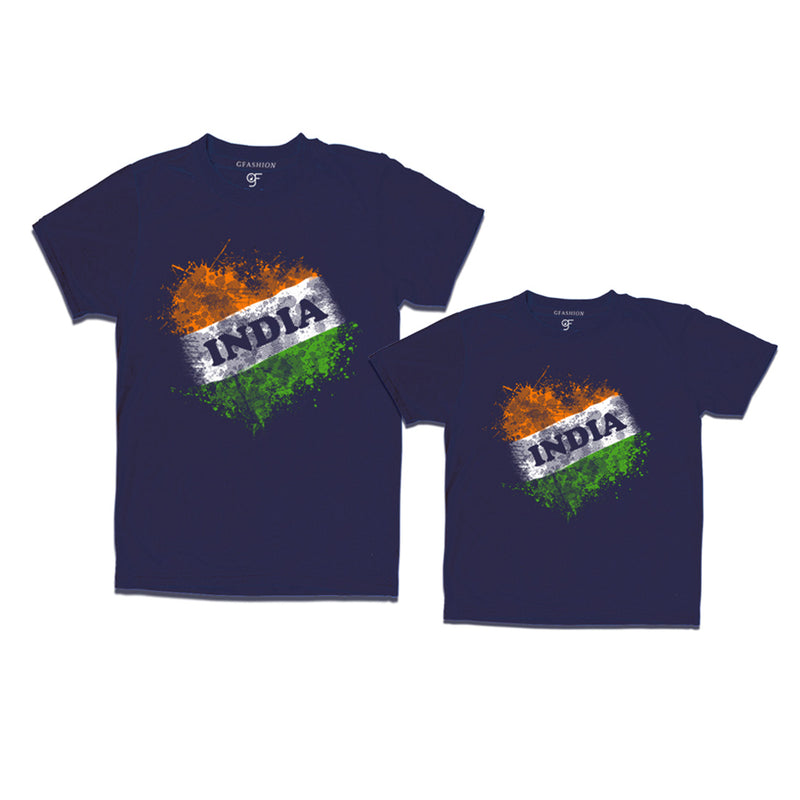 India Tiranga T-shirts for Dad and Son in Navy color available @ gfashion.jpg