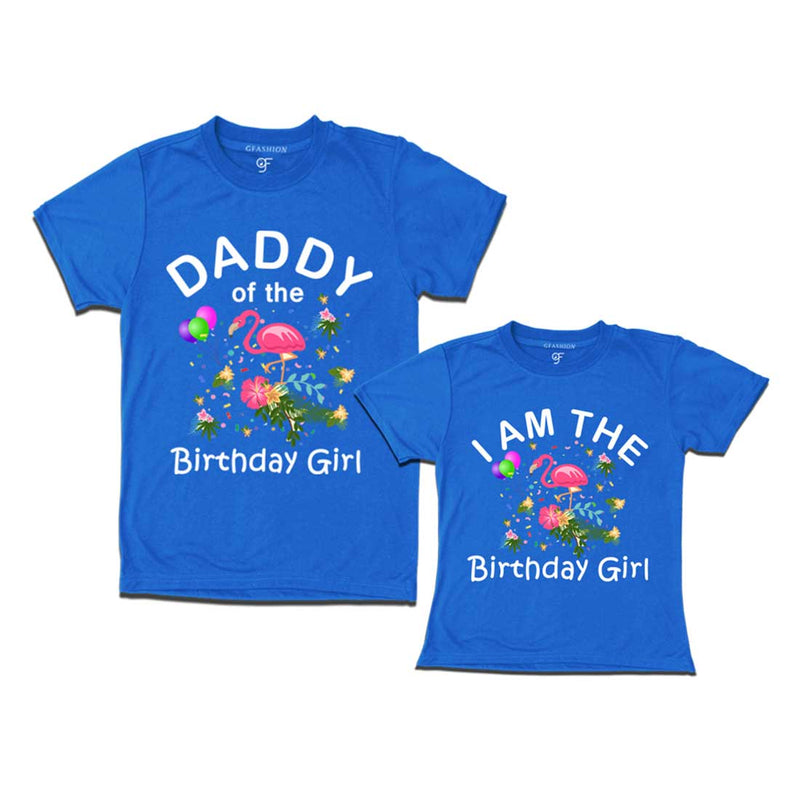 Flamingo Theme Birthday T-shirts for Dad and Daughter in Blue Color available @ gfashion.jpg