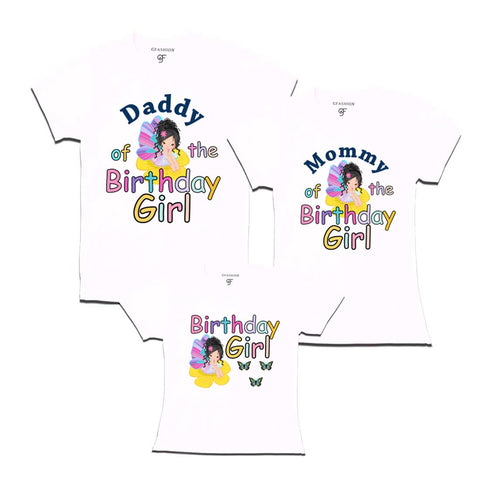 butterfly theme birthday girl t shirts with dad mom