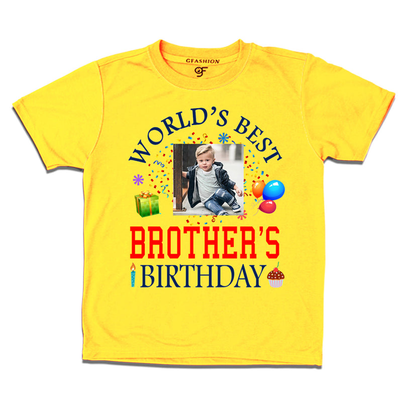 World's Best Brother's Birthday Photo T-shirt in Yellow Color available @ gfashion.jpg