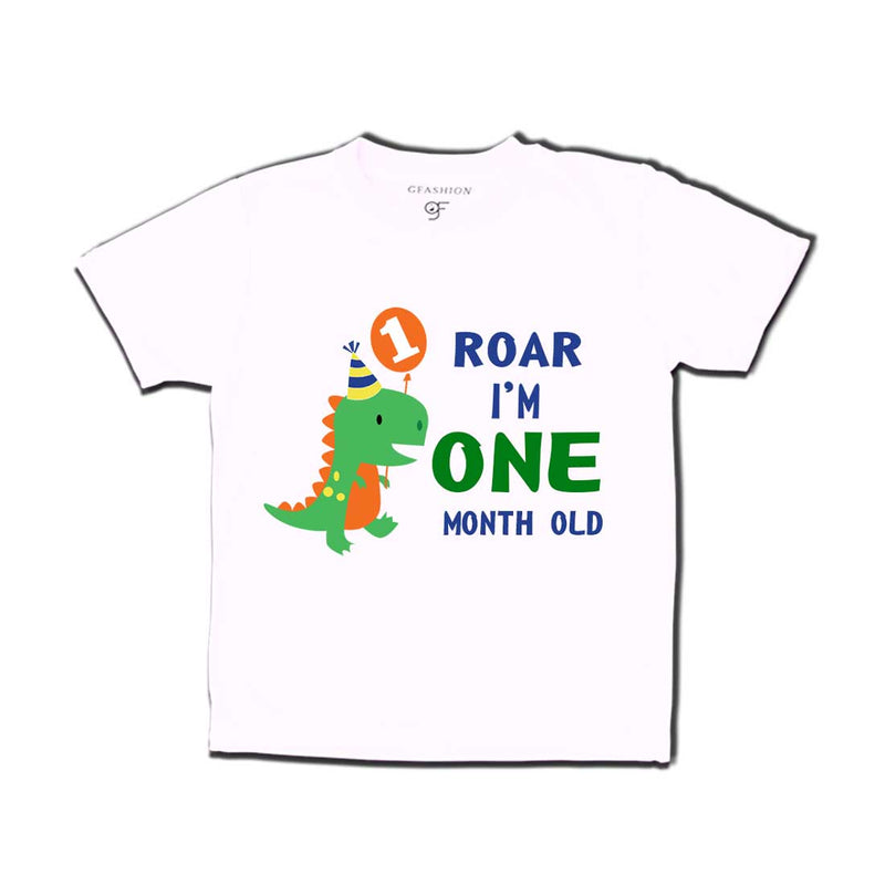 Roar I am One Month Old Baby T-shirt in White Color avilable @ gfashion.jpg