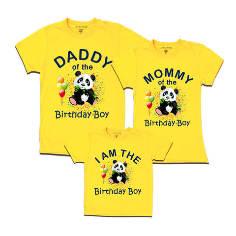 Panda Theme Birthday Boy T-shirts with Dad and Mom
