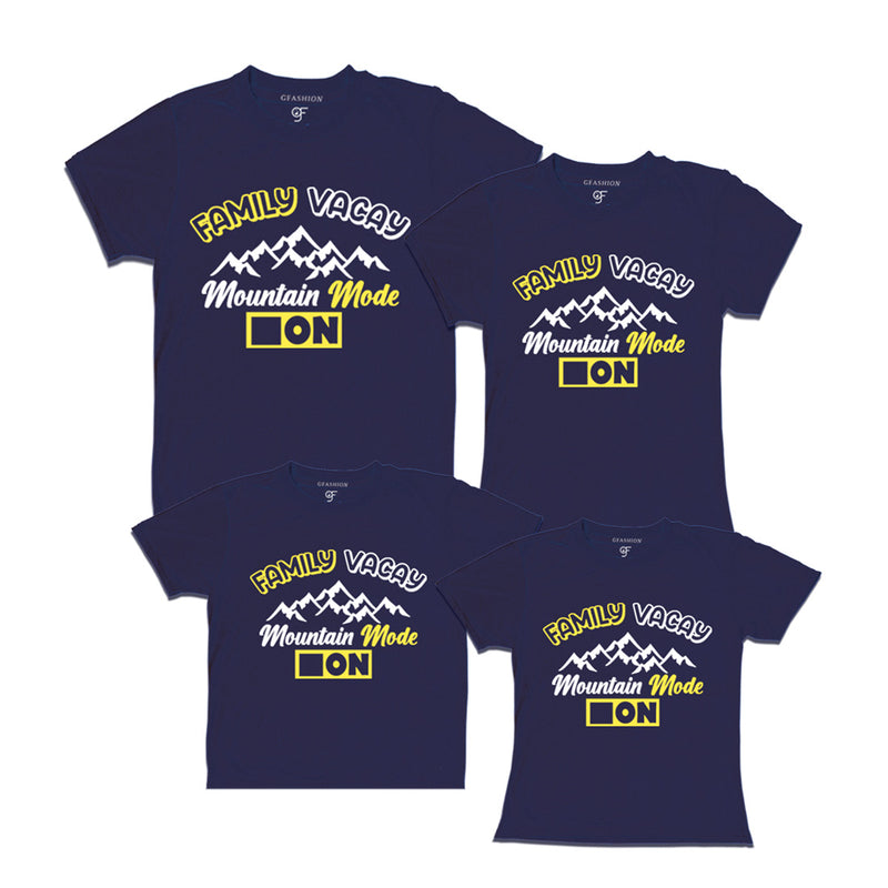 Family Vacay Mountain Mode On T-shirts in Navy Color available @ gfashion.jpg