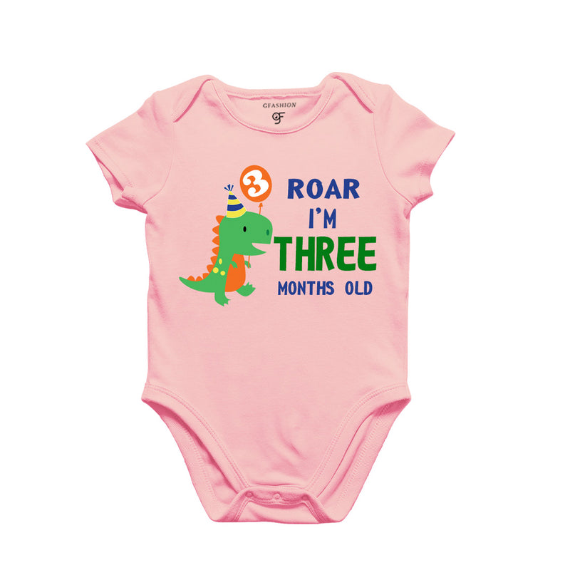 Roar I am Three Month Old Baby Bodysuit-Rompers in Pink Color avilable @ gfashion.jpg