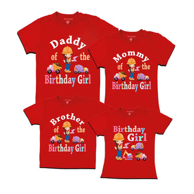 Construction Theme Birthday Girl T-shirts for family