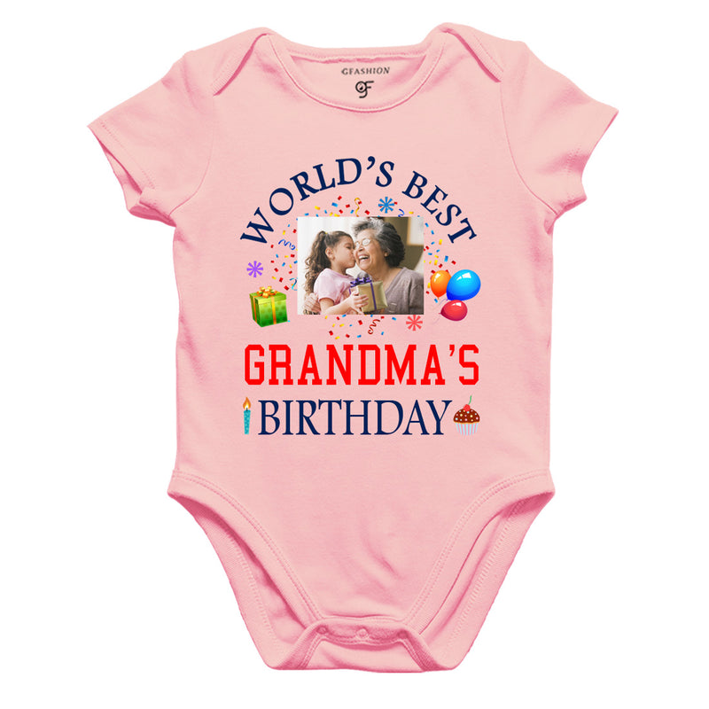 World's Best Grandma's Birthday Photo Bodysuit-Rompers in Pink Color available @ gfashion.jpg