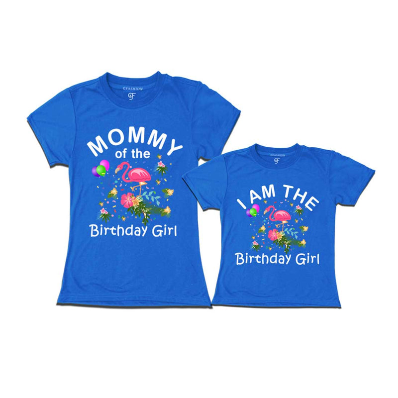 Flamingo Theme Birthday T-shirts for Mom and Daughter in Blue Color available @ gfashion.jpg