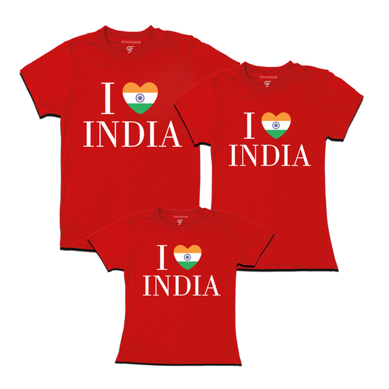 I love India Dad Mom and Daughter T-shirts in Red Color available @ gfashion.jpg